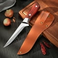 thumbnail image 4 of High Carbon Steel Boning Knife 6-inch Chef Knife Full Tang Wooden Handle with Leather Sheath Portable Fishing Fillet Knife, 4 of 6