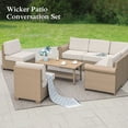 thumbnail image 2 of Sophia & William 8 Pieces Wicker Patio Furniture Set 7-Seat Outdoor Conversation Set with Coffee Table, Beige, 2 of 10