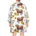 thumbnail image 2 of Highland Cow Sunflower Cow Pattern Wearable Oversized Blanket,Wearable Blanket Hoodie for Adults,Cozy Hooded Blankets with Super Pockets,Super Warm Fuzzy Pullover for Women & Men, 2 of 6