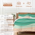 thumbnail image 6 of 3 Piece Geometric Green Duvet Cover Set Queen Size,Microfiber Comforter/Quilt Cover with Corner Ties and 2 Pillowcases,Ocean Wave Stripes Modern Abstract Beach All Season Bedding with Zipper Closure, 6 of 8