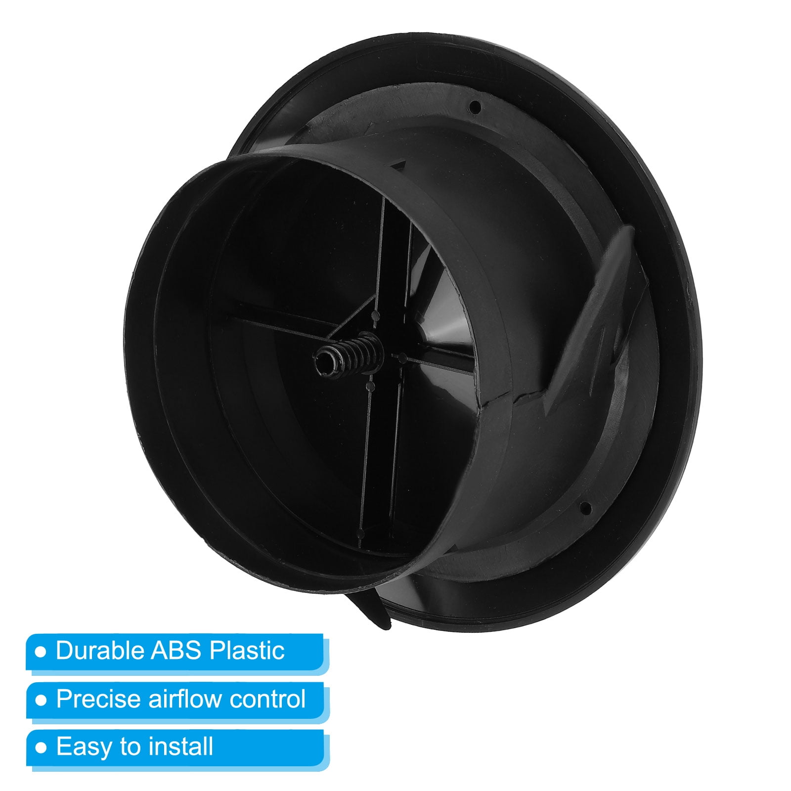 Uxcell 5 Inch Round Air Vent, 2Pcs ABS Adjustable Soffit Exhaust Vent Cover for Home Living Room Kitchen Office, Black
