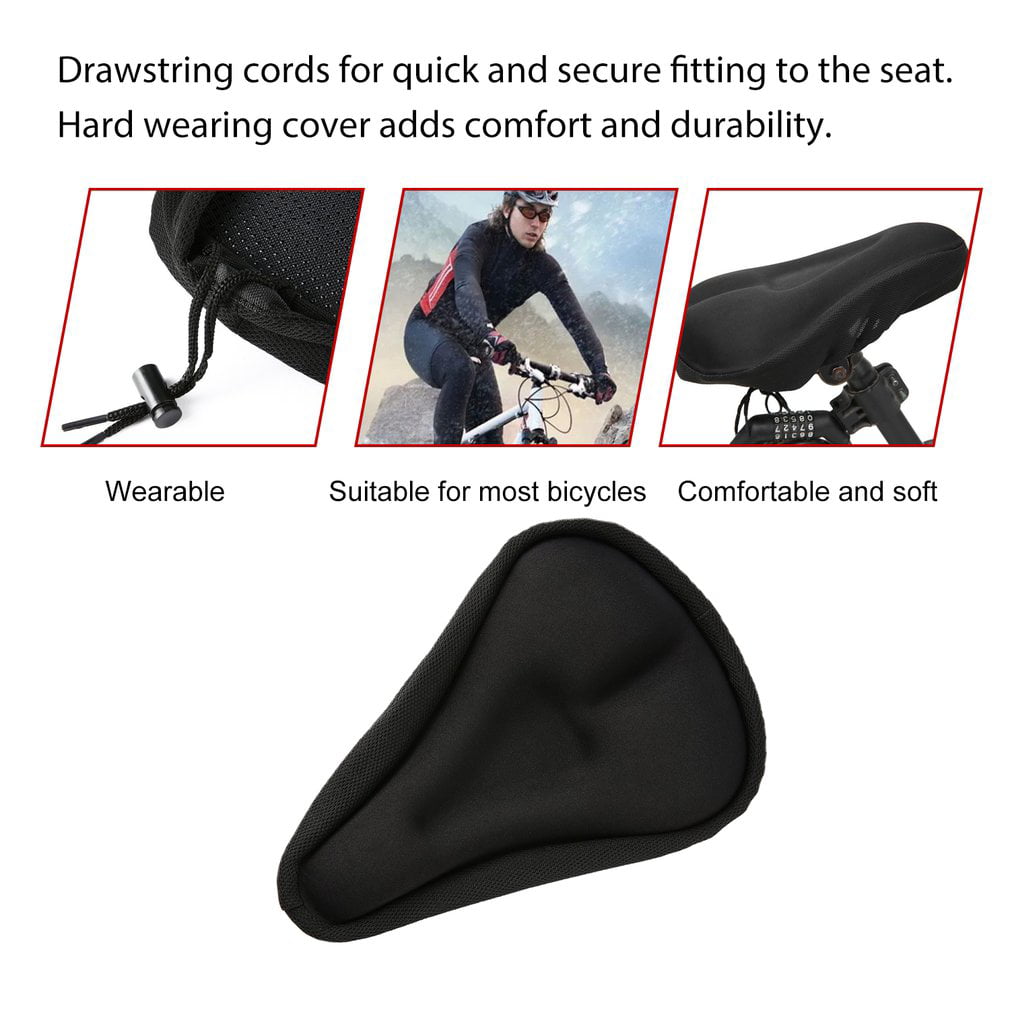 fengzong Black Durable Men 3D Bike Bicycle Cycle Extra Comfort Gel Pad Cushion Cover Front Seat Mat Saddle Seat for Outdoor Sports Black