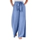 thumbnail image 1 of Pantalones Anchos Pantalones largos informales de pierna ancha con cordones para mujer, pantalones largos de verano a la moda (azul XL) Ygjytge para Mujer Azul T M, 1 of 7