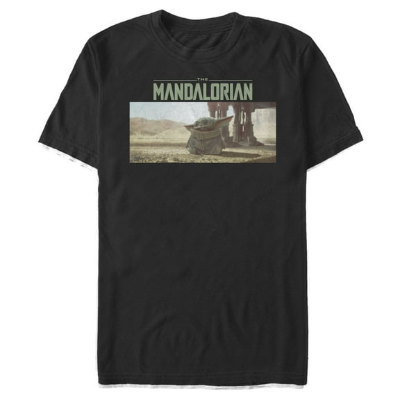Men's Star Wars: The Mandalorian The Child Desert Walking Graphic Tee Black Large