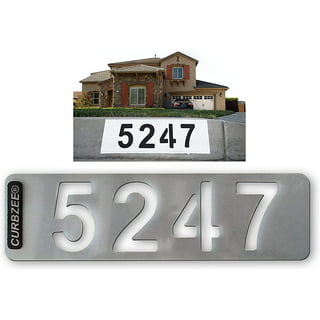 Stencil Stop Curb Number Stencil for Address Painting - Reusable, Durable, Customized Sidewalk Numbers - 14 Mil Mylar Plastic [4 Tall Numbers]