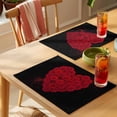 thumbnail image 4 of Valentine's Day Placemats Set of 12, Retro Red Roses Heart Shape Black Background Non-Slip Place Mats Washable Table Mats for Kitchen Dining Table Decorations Indoor/Outdoor, 4 of 9