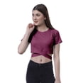 thumbnail image 2 of Moomaya Haut pour Femmes à Ourlet Croisé, Manches Courtes, Col Rond, T-Shirt, Blouse, Hauts, 2 of 6