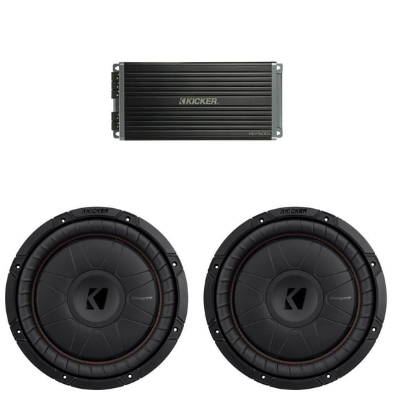 Kicker 12 Inch CVT Thin Woofer Includes (2) 52CVT124 Package with 47KEY5001 Amplifier