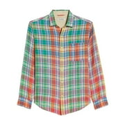 Tommy Bahama Mahal Madras Plaid Linen Button-Up Shirt, Mango Blossom,XL/TG