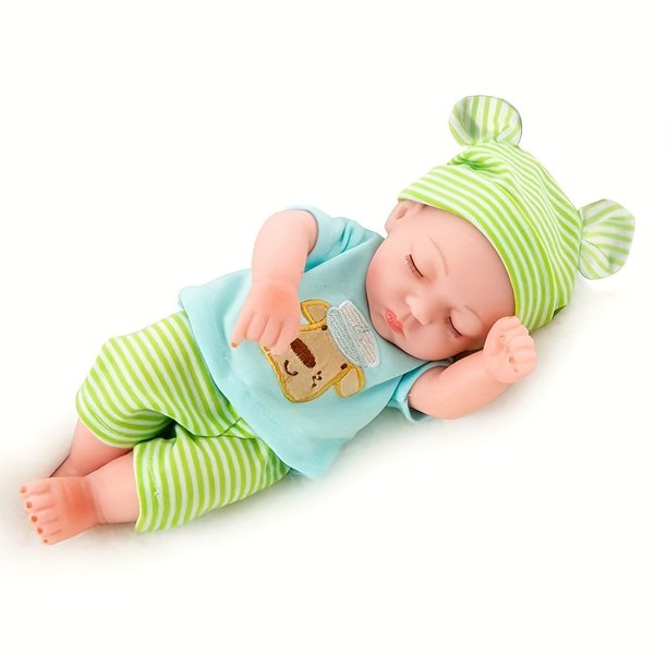 Muñeca simulada Reborn de 30cm/11,8 pulgadas, juguete de bebé de goma, marioneta femenina, muñeca bordada, juguete para niño