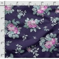 thumbnail image 2 of Soimoi Floral Vintage Printed, Japan Crepe SatinFabric, By The Yard 54 Inch Wide, Decorative Sewing Fabric For Dresses, Kimonos, Gowns, Blue, 2 of 5