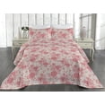 thumbnail image 2 of Ambesonne Flowers Boho Quilted Bedspread Set 3 Pcs, Blooming Floral Art, King, Coral and Pale Rose, 2 of 4