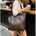 thumbnail image 4 of WANDF Tote Bag for Women,Vegan Leather Shoulder Bag with Magnetic Closure,Waterproof Handbag Purse with Front Pocket for Work Travel Shopping Daily(Dark Brown Bag), 4 of 9