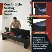 Hathaway Park Avenue 7-Foot Pool Table Tennis Combination with Dining Top, Two Storage Benches, Free Accessories