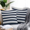 thumbnail image 2 of Navy Blue Gray Stripe Throw Pillow Covers 20x20 Inch Set of 2, Modern Farmhouse Horizontal Striped Waterproof Outdoor Pillow Covers, Decorative Cushion Pillowcases for Couch, Sofa, Bed, Garden, Patio, 2 of 9