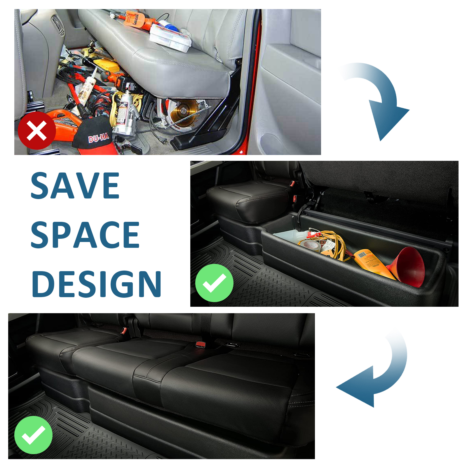 Kojem Underseat Storage Box, Fit for 2015-2022 Ford F150 Super Crew Cab, 2017-2021 F250 F350 F450, Truck Cargo Organizer Bins Pickup,2016 2018 2019 2020
