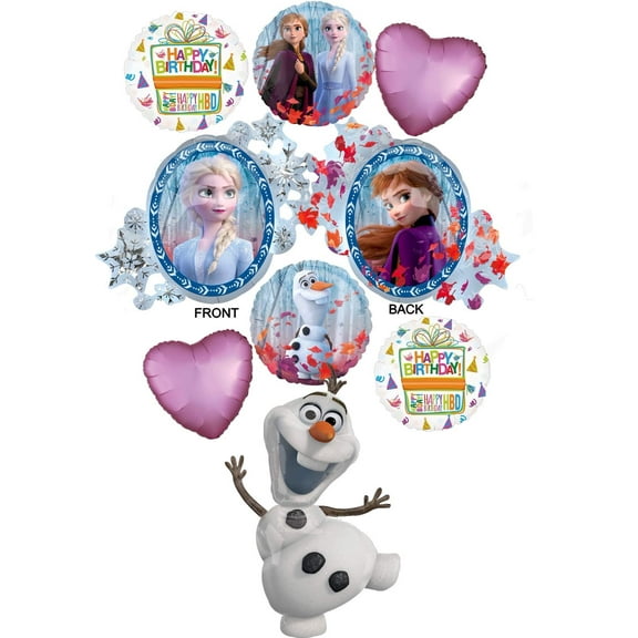 Frozen 2 Party Supplies Elsa, Anna and Jumbo Olaf Birthday Balloon Bouquet Decorations