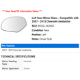 thumbnail image 2 of Left Door Mirror Glass - Compatible with 2007 - 2013 Chevy Avalanche 2008 2009 2010 2011 2012, 2 of 2