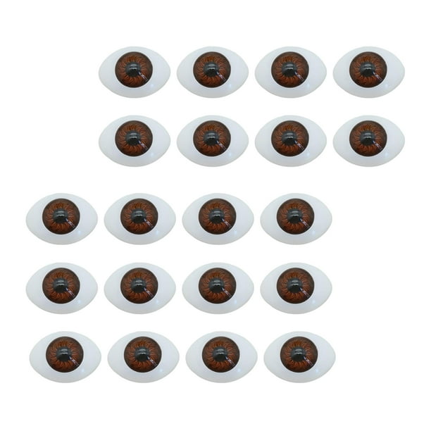 Feelfreeau - Juego de 20 piezas de 0,4 x 0,5 pulgadas, de ojos simulados para muñecas, accesorio de forma ovalada Marrón Macarena Globos oculares de simulación
