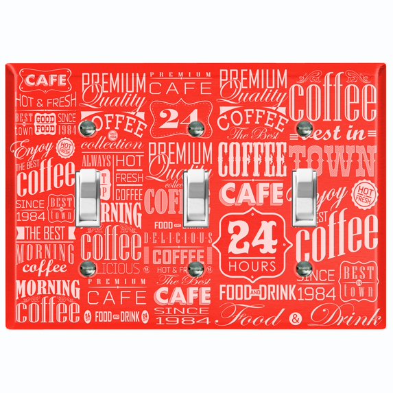 Metal Light Switch Plate Cover Cafe Diner Coffee Sign Red COF037