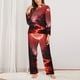 thumbnail image 2 of Balery Red Moon Lava Conjunto de Pijama con Estampado para Mujer, Conjunto de Dos Piezas con Manga Larga, Ropa de Dormir Suave con Bolsillos, Pijamas Cómodos-Small, 2 of 7
