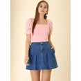 thumbnail image 2 of Unique Bargains Blouse Élégante à Manches Bouffantes pour Femmes, Col Carré, 2 of 6
