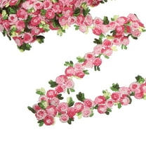 Rose Red Lace Trim Ribbon, 0.9" x 5 Yards Polyester Embroidered Crochet Lace Trim Fabric for Sewing