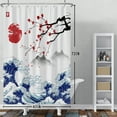 thumbnail image 3 of Mizhona Red Floral Shower Curtain with Mountain Wave for Bathroom Waterproof Polyester Modern Pretty Decor Washable 72"X72", 3 of 4