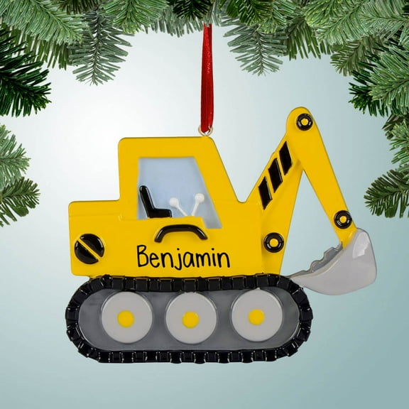 Personalized Backhoe or Excavator Christmas Ornament - Construction Equipment - Heavy Machinery - Earth Movers - Great Gift Ideas