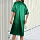 thumbnail image 4 of Conjunto de pijama de seda para mujer, corte holgado, diseño asimétrico, cinturón para atar, color liso, ropa de estar por casa para todas las estaciones, 4 of 4