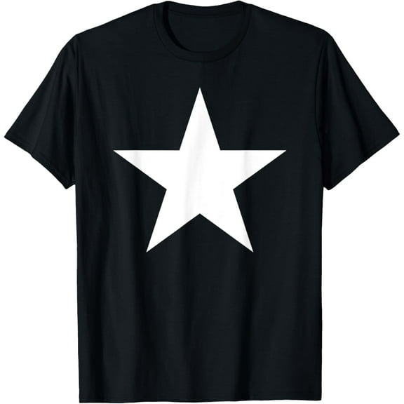 Big White Star T Shirt T-ShirtMen's and women's gift, black and white T-shirt, size: Extra large S-4XL