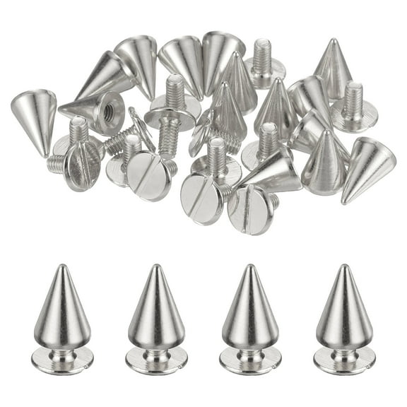 Uxcell 100-Pack Spike Cone Studs 6x6 mm Plastic with Hole for Garments/Shoes/Bags/DIY Leather Craft Gold