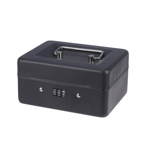 Cash Box with Combination Lock Thicken Cash Box Safety Box Cashier Box (Size S, Black)