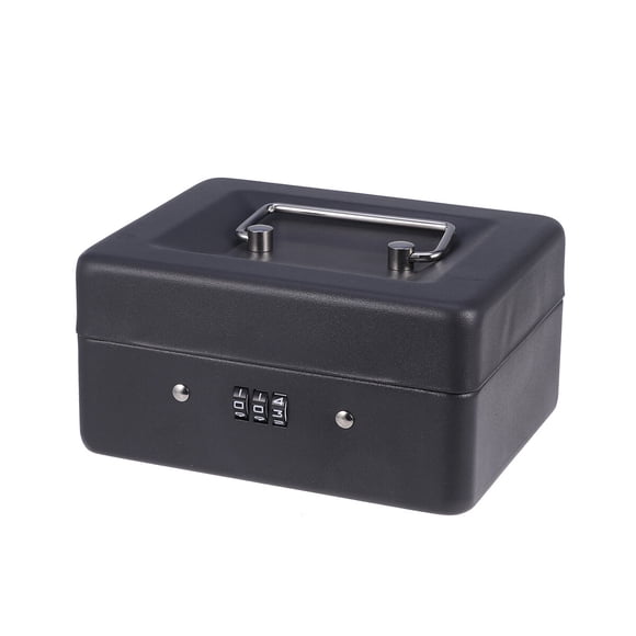 Cash Box with Combination Lock Thicken Durable Cash Box Safety Box Cash Store Cashier Box (Size S, Black)