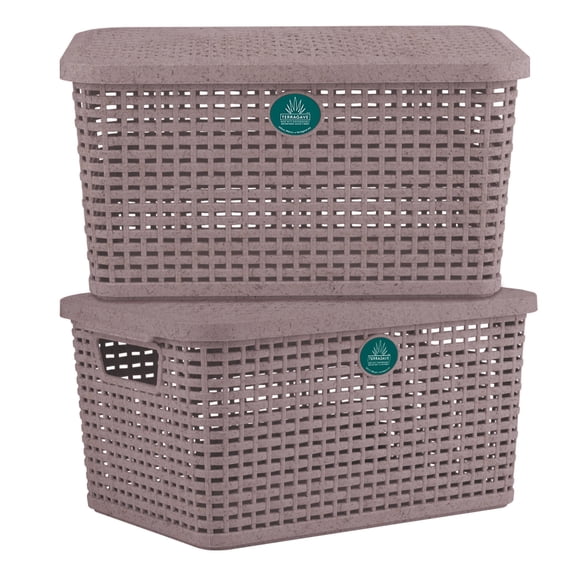 2 Cajas Multiusos Ch Rattan Biodegradable #corazonesrosas