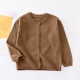 thumbnail image 2 of Riecok Cardigan for Girls Crewneck Long Sleeve Knit Solid Color Button down Kint Sweaters Coffee 5-6 Years, 2 of 6