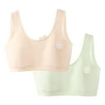 thumbnail image 2 of BLTIBY 3PC Cotton Girls Training Bra Crop Cami Training Seamless Printed Bras with Cheast Pads for Teens Comfortable Fashion Bralette Army Green 7-13 Years, 2 of 9