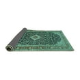 thumbnail image 2 of Ahgly Company Indoor Square Medallion Turquoise Blue Traditional Area Rugs, 5' Square, 2 of 4
