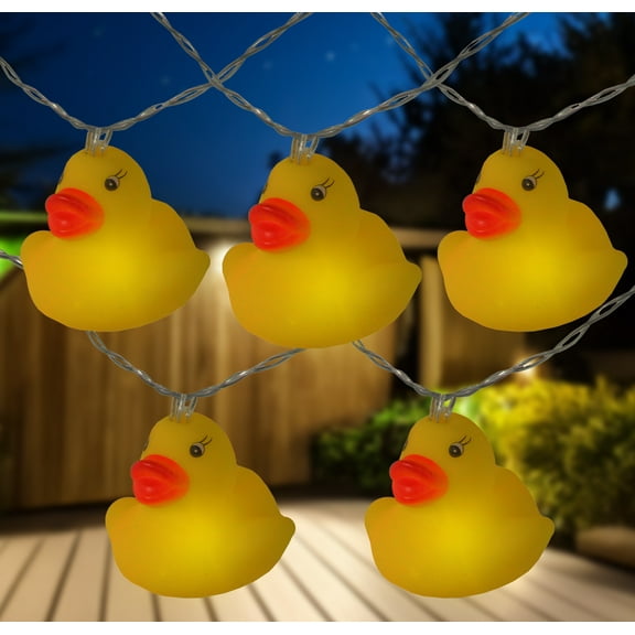 Kurt Adler Rubber Ducky Indoor Outdoor Patio Light Set - Yellow - 6' Clear Wire - 10ct