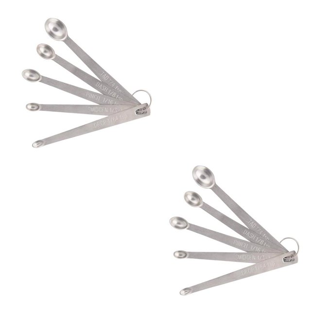 Ounissouiy Paquete de 5 cucharas medidoras de acero inoxidable, cucharas de cocina con mango largo, herramientas de medida, restaurante, cabeza redondeada Plata 5 uds, cabeza redondeada 2piezas Ounissouiy CBP432911