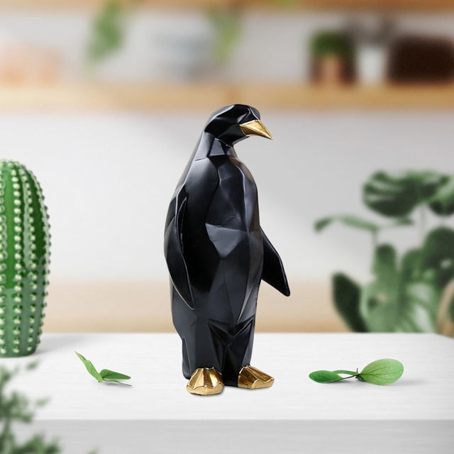Estatua de pingüino nórdico, figurita de resina, escultura artesanal de animales para centros de mesa, estantería, decoración para sala de estar negro Soledad Estatua de escultura de pingüino
