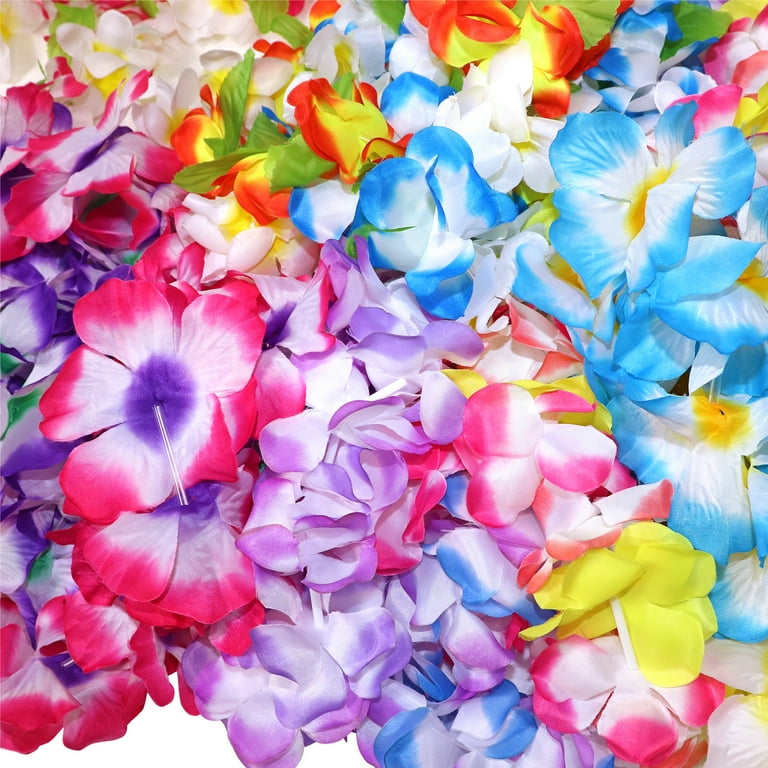 12 Pack Thickened Hawaiian Leis Floral Necklace for Hula Dance