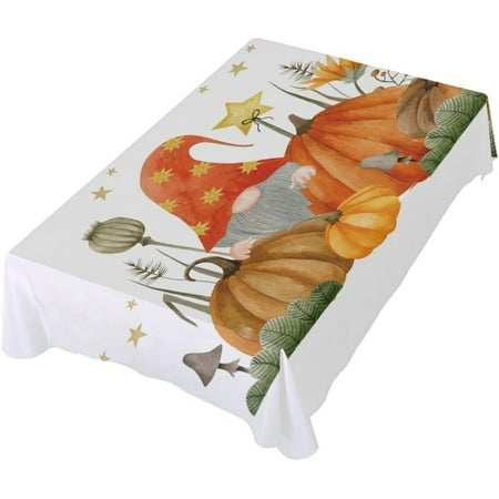 

Hidove Thanksgiving Gnome Halloween Pumpkin Rectangle Tablecloth 54x72In Dinner Table Cover for Outdoor & Indoor Patio Picnic BBQ Holiday Party Halloween Decoration