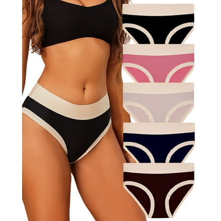 Finetoo 5 Pack High Waisted Underwear for Women Tummy Control Panties Seamless Hi-Cut Panty Soft Stretch Invisible No Show Briefs M-3XL