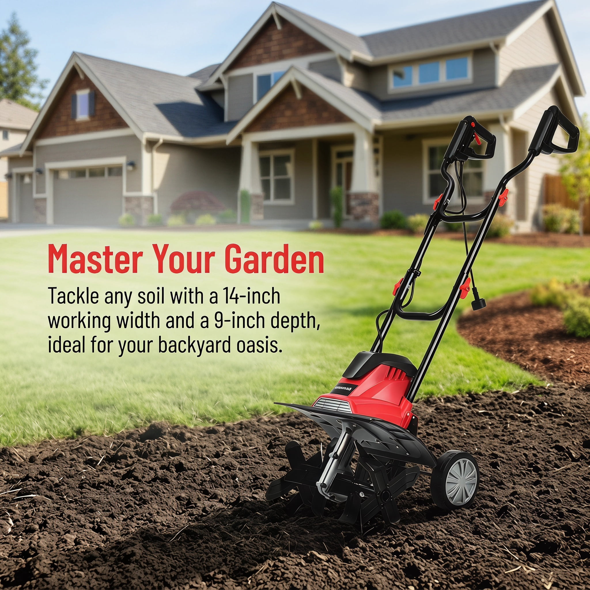 YYAo 14-Inch 10 Amp Corded Electric Tiller and Cultivator 9-Inch Tilling Depth