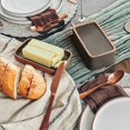 thumbnail image 3 of Mora Ceramic Two-in-One Butter Dish with Lid, Covered Butter Crock Container to Leave on Countertop - Large Storage Keeper/Holder for Kitchen, Gifts for Her, Butter Tray For Counter - Sesame Milk, 3 of 5
