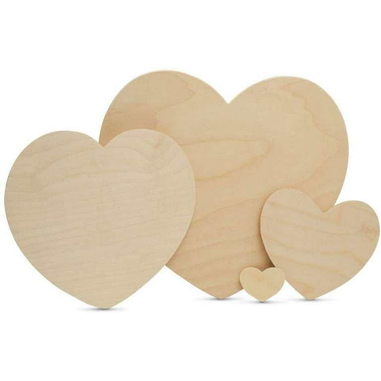 DIY Wooden Heart Cutouts for Crafts 7 inch, 1/8 inch Thick, Pack