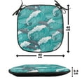 thumbnail image 4 of Sea Animals Chair Seating Cushion Set of 4, Wavy Ocean with Dolphins Windy Surfing Doodle Style Art Print, Seat Pads for Office with Anti-slip Backing, 16"x16", Charcoal Grey Teal White, by Ambesonne, 4 of 7