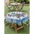 thumbnail image 4 of Outdoor Tablecloth with Umbrella Hole for Patio/Picnic/Party/Camping, Summer Ocean Waterproof Table Cloth Round Cover Washable, Blue Coastal Starfish Seashell Conch Plaid (Dia 60"), 4 of 8
