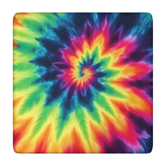 Rainbow Tie Dye Mandala Pattern Square Fitted Tablecloth with Elastic Edge,Square Table Cover,Washable Elastic Table Cover for Home Kitchen Party Decor 34"x34"
